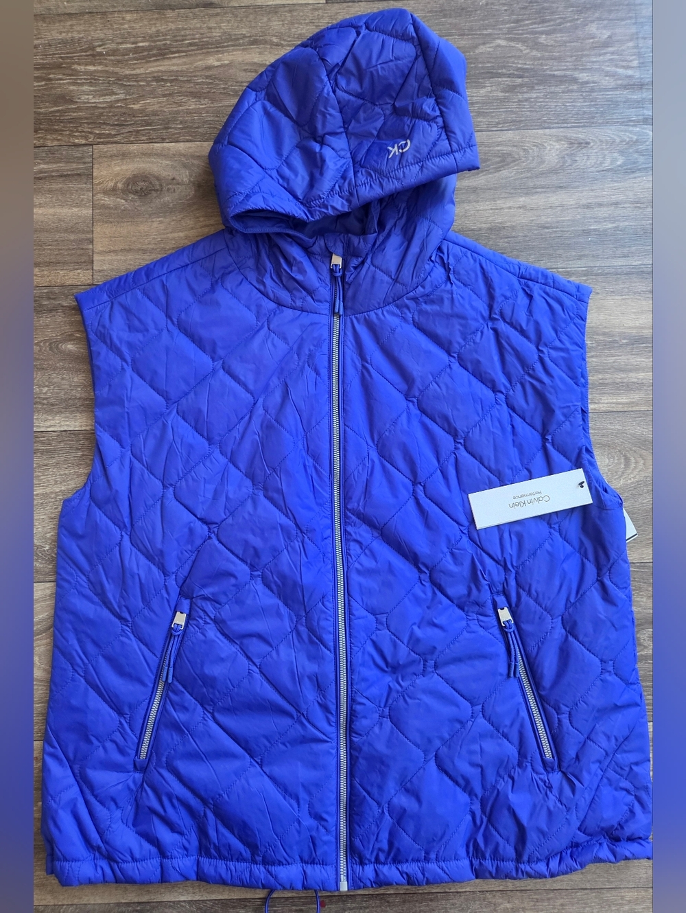 Calvin Klein Performance Quilted Hooded Vest Cobalt Blue XL